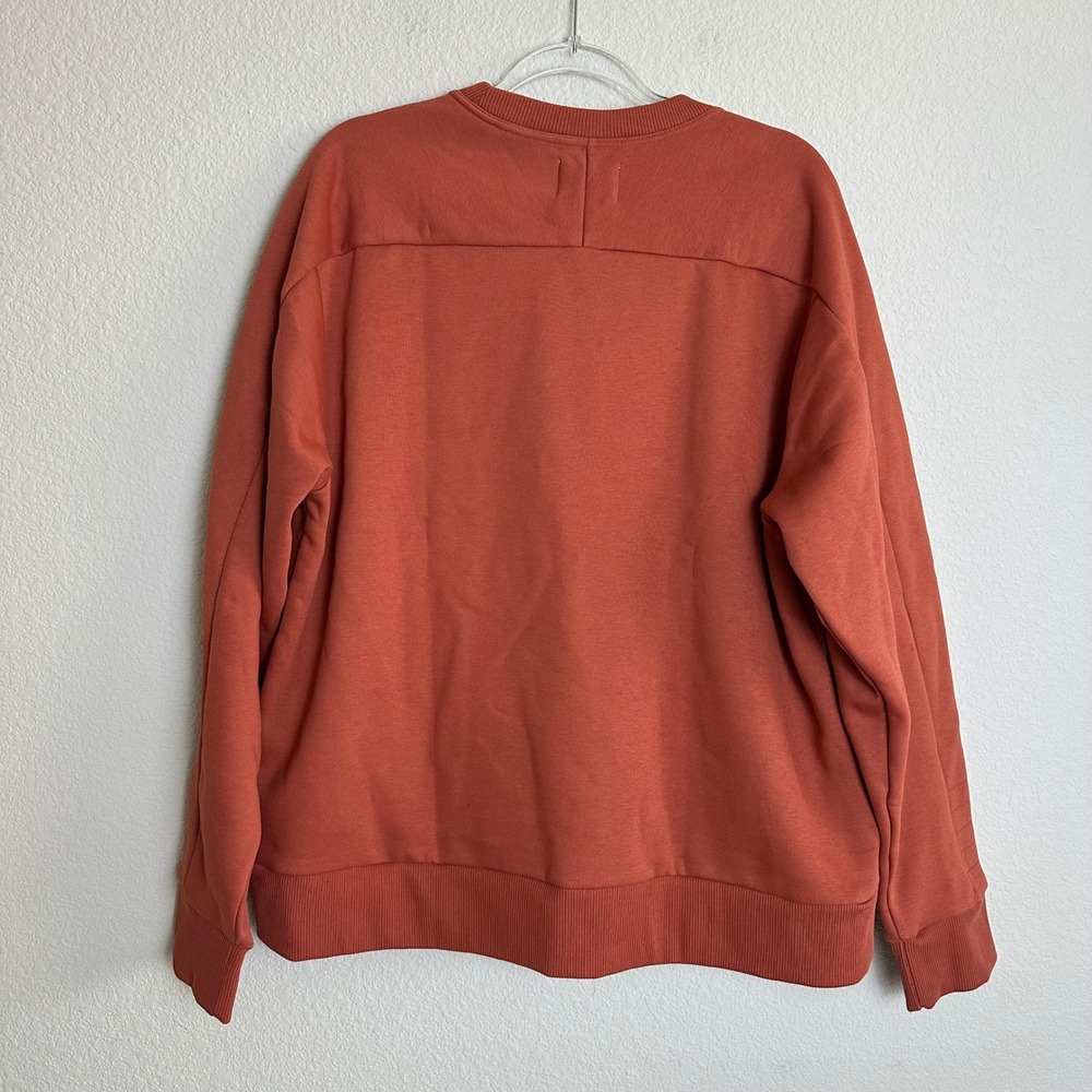 Pact Mens XL Burnt Orange Organic Cotton Fleece Crewneck Sweatshirt Pockets - Picture 6 of 9